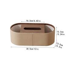 1pc PU Leather Tissue Box With Tissue Dispenser, Desktop Tissue Storage Box, Multi-Function Tissue Dispenser, Remote Control Holder, Suitable For Office/Car/Home - 1pc - View 7