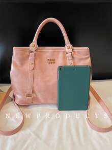 1 件 Low Tea 纯色尼龙背包，女士休闲学院风时尚背包，顶级单手携带设计，拉链开合，可调节肩带，可单肩或双肩使用，适合旅行，女士礼物，非常适合通勤、户外、旅行、徒步旅行和休闲穿着 - 粉色 - 查看 3