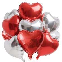 18 Inch Heart-Shaped Balloons, 45.72 Cm Red Heart-Shaped Balloons, And Red Silver Heart-Shaped Polyester Aluminum Foil Balloons Are Perfect For Decorating Weddings, Engagements, Anniversaries, Mother's Day, Birthday Parties, And Romantic Valentine's Day Parties