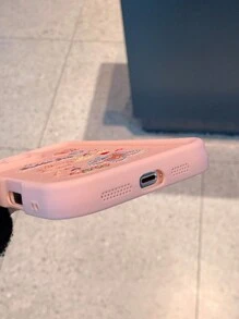 Funda antichoque para teléfono con bordado creativo de flor con forma de corazón y lazo, compatible con Apple y otros smartphones