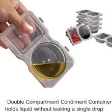 5/10pcs Portable Double Compartment Condiment Containers - Reusable Sauce & Dip Serving Bowls For Travel, Snacks, And Meal Prep (Clear), Dipping Sauce Cups