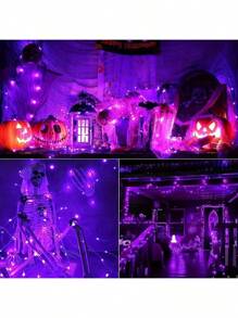 LED Fairy Light Battery Made, 1 Pack Mini Battery Powered Copper Wire Starry Sky Fairy Light For Bedroom, Twinkling Light Mason Jar Light Waterproof Firefly Light DIY Party, Christmas, Party, Wedding, Center Decoration, Decoration, Valentine's Day Decoration, Halloween Decoration (Purple Color)