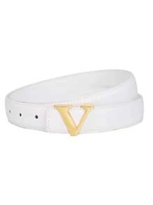 1/2件装女士腰带，简约镂空光滑扣腰带，韩版V字腰带，纯色 - 多色 - 查看 5