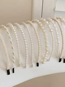 1pc Elegant Pearl Headband, 2025 New Fashion Headpiece, Graceful & Chic Hair Accessory For Women, White, Fall Fashion