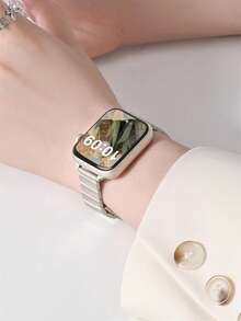 1pc Stainless Steel Bamboo Texture Watch Band, Compatible With Apple Watch