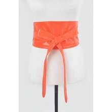 Tie Front Leather Belt - 紅色 - 查看 12