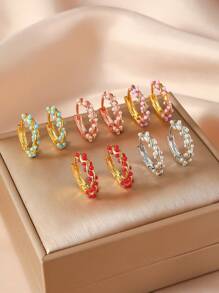 2pcs Minimalist Design Pearl Hoop Earrings, Refined & Vintage Style For Women Daily Wear