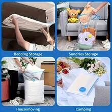 12pcs/Set PA+PE High Thickness Material Vacuum Storage Bags With Hand Pump, Independent Packaging Large Capacity Transparent Design, Space Saving And Sealing Items. Suitable For Clothes, Bedding, Dorm, Wardrobe, Moving Or Under Bed Use, Travel Essentials - Blue and White - View 3