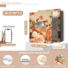 1 件无框桃色大丽花迪斯科球帆布墙饰，花卉多巴胺帆布装饰可打印，复古华丽植物印花，花卉家居礼品海报，海报，墙壁艺术，房间装饰用品，秋季，现代（可选框架）