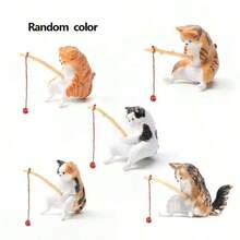 5 件可爱 PVC 猫雕像，微型景观雕塑，花园小雕像摆件适用于家庭、汽车和桌面装饰，生日礼物