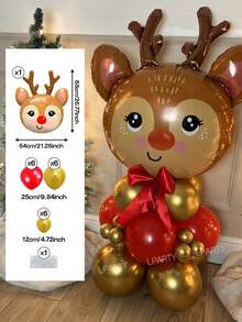 10 piezas/19 piezas/15 piezas Globos decorativos para fiesta de Navidad, renos gigantes, bastones de caramelo globos de papel de aluminio, globos rojos con forma de estrella de 18", globos transparentes de 24" (para envolver regalos), globos de látex rojos y dorados metálicos de 10", globos de látex rojos y dorados metálicos de 5", adecuados para Año Nuevo, Nochevieja, decoración de habitación 2026, arreglo interior - Multicolor - Ver 14