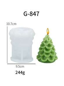 1pc Christmas Tree Candle Silicone Mold, Christmas Pine Cone Shaped Wax Candle, Handmade Soap Decoration - White - View 5