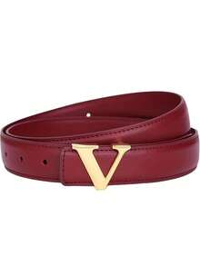 1/2件装女士腰带，简约镂空光滑扣腰带，韩版V字腰带，纯色 - 多色 - 查看 4