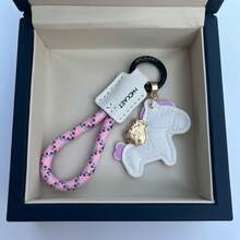 Car Keychain - [Serie Diventa Ricco Ora] Corda gialla in pelle marrone + cavallo marrone - Visualizzare 3