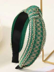 Boho Nova Moda Feminina Faixa de Cabeça com Nó Central, Vintage Folclórico Customizado Turbante Boêmio Largo Acessórios de Cabelo Laterais, Faixa de Cabelo, Aros de Cabelo, Acessórios de Cabeça - Um tamanho serve para todos - Visão 14