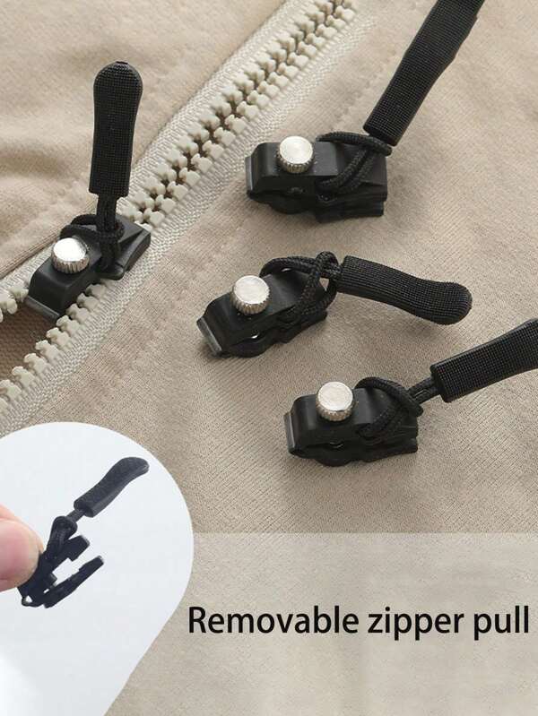 3pcs Zipper Repair Kit, Universal Replacement Plastic Zipper Puller Accessory For Bags, Jackets, Clothes, No Tool Needed, Detachable Zipper Head