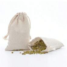 10个装麻布束口袋，礼品袋，适用于节日、派对、婚礼、生日等场合，可装珠宝、化妆品、耳机、充电宝等，也可作家居收纳袋使用，多种尺寸可选 - 白色 - 查看 7