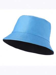 1 件男女通用双面纯色户外太阳帽，时尚防晒渔夫帽 - 彩色 - 查看 16