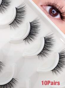 10 Pares de Cílios Postiços Extensão de Olho de Gato e Meia Extensão, Aumentando o Tamanho dos Olhos, Adequado para Festivais, Férias, Encontros e Outras Ocasiões, Tiras de Cílios, Cílios, Cílios Postiços