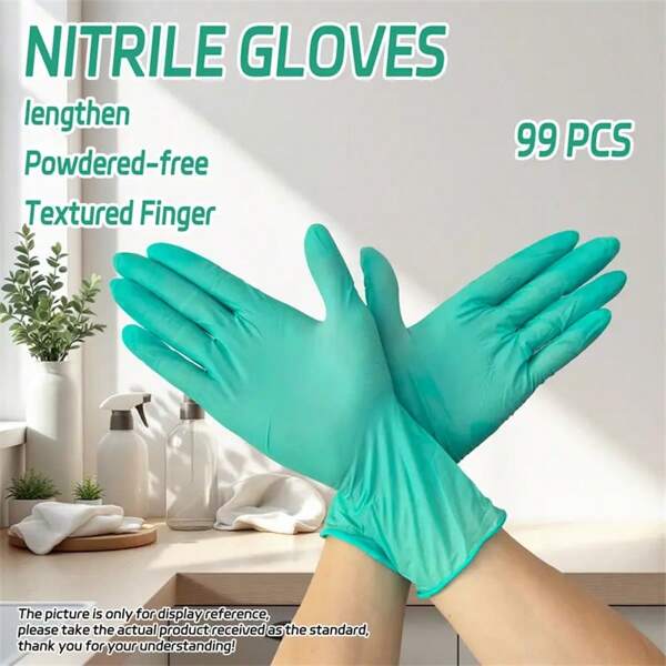 100pcs Heavy Duty Nitrile Gloves - Powder-Free, Latex-Free Disposable Gloves, Durable & Flexible For Home Cleaning, Kitchen, Outdoor, Pet Care, Car Maintenance (20/40/100pcs Per Bag), Gloves For Cleaning, Outdoor Glove Use, Powderfree Packaging, Latexfree Gloves