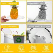 Hioasis 60pcs Gold Plastic Plates - White And Gold Trim Disposable Plates - 10.25 Inch Disposable Dinner Plates Perfect For Wedding &Amp; Party - Trắng và Vàng - Xem 4