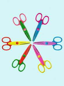 6/12 Pcs/Set Craft Scissors With Decorative Edges, ABS Resin Scrapbooking Scissors, 6 Patterns, Smooth Cutting, Fun And Colorful,School Supplies,Back To School