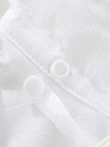 Baby Boy's White Short Sleeve Gentlemen Baptism Romper With Bowtie - White - View 9