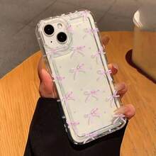 1个时尚简约蝴蝶结爱心图案透明软手机壳，兼容 17/17 Pro/17 Pro Max、Air、16/16 Pro/16 Plus/16e/16 Pro Max、15/15 Pro/15 Plus/15 Pro Max、14/14 Pro/14 Plus/14 Pro Max、13/13 Pro/13 Pro Max/13 Mini、12/12 Mini/12 Pro/12 Pro Max、11/11 Pro/11 Pro Max、X/XS/XR/XS Max、7G/7 Plus、8G/8 Plus - 無色 - 查看 3