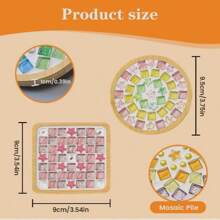 DIY Mosaik Fliesen für Basteleien, gemischte Farben Mosaik Sets mit Holz Untersetzer, handgemachte Glas Untersetzer Bastelsatz für Erwachsene, kreative handgemachte Heim Dekoration Geschenke. Beinhaltet runde & quadratische Bambus/Holz Tabletts, DIY Bastel-Materialien geeignet für Partys, Feiertage, Weihnachten