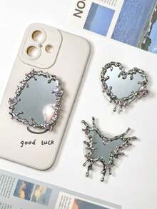 1 件水滴形爱心蝴蝶镜面支架适用于任何手机气囊支架粘贴懒散神器，手机握把支架，手机通用兼容 、Android 手机，生日、家人、朋友的礼物推拉式手机握把，手机支架，手机配件兼容 、Android 手机，生日、家人、朋友的礼物 - 彩色 - 查看 5