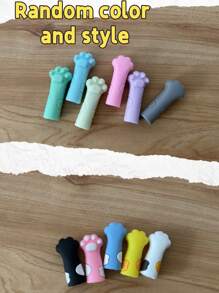 6 Stücke Stichstopper, Häkelnadel-Schützer, bunte Stricknadel-Spitzen-Saver, Katzenpfoten Stricknadel-Spitzen & Umarmungen, Nähhandwerks-Zubehör, können auch als süße Katzenpfoten-Silikon-Bleistiftspitzen, Cartoon-Stiftspitzen-Schützer, weiche Bleistiftspitzen-Abdeckungen, Anti-Schmutz-Büromaterial, tragbare Taschenstift-Clips, Zufallsfarbe, für Schulmaterial, Rückkehr zur Schule verwendet werden