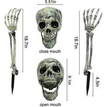 逼真的万圣节骷髅装饰草坪桩花园万圣节骷髅装饰家居装饰房间装饰秋季装饰 - 彩色 - 查看 7