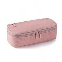 1 pieza Estuche de lápices grande - Bolsa con cremallera plegable con asa y múltiples compartimentos - Organizador de papelería estético para adultos - Elemento esencial para el escritorio de trabajo, imprescindible para estudiantes universitarios, kit profesional para reuniones, soporte minimalista para herramientas de escritura, bolsa de lápices para viajes de negocios, útiles escolares, de vuelta a la escuela