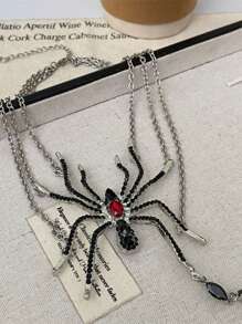 1 件不锈钢万圣节恐怖性感蜘蛛吊坠项链