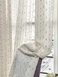 1pc Vintage Style Sheer Linen Curtain With Rainbow Candy Bead Decor - Rod Pocket Design, Convenient Hanging, Suitable For Bedroom, Living Room, Office Decor (130g/Sqm Fabric) - Multicolor - View 8