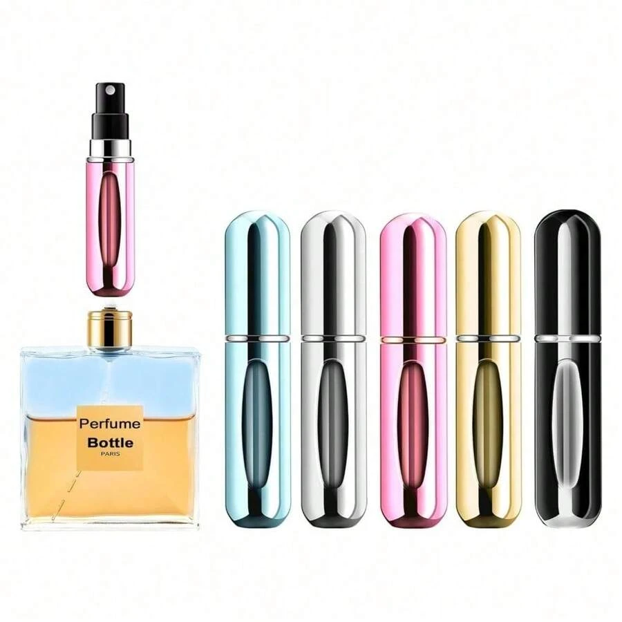 4-Piece Travel Perfume Atomizer Set - 5ml Refillable Leakproof Spray Bottles With Ultra Fine Mist, TSA-Approved Portable Scent Dispenser For Handbag, Gym, Office & Vacation, Silver