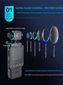 Cámara de acción de bolsillo 4K 1080P, cámara compacta de deportes de alta definición, videocámara portátil con WiFi 4K, grabadora, recargable por USB, rotación de 360°, estabilizador de mano, visión nocturna, adecuada para grabación de vida, viajes, vlogging, transmisión en vivo y aventuras al aire libre - Perfecto como regalo para parejas, vuelta al cole o Pascua