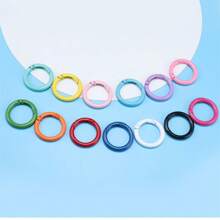5 pièces/lot 10 couleurs anneau en métal à ressort ouvert Crochet à mousqueton rond pour porte-clés, chaîne pour chien, DIY pour fabrication de bijoux, boucle de connexion