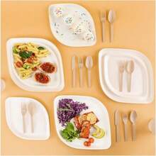 Fancy White Disposable Plates For Parties, Weddings, Catering - 50pcs - Premium -Friendly Dinnerware Set (10 Each: 8" Appetizer 10" Dinner Plates, Forks, Spoons, Knives) - Very Sturdy - Pickytarian - Tableware Set for 10 (50 Pieces) - View 2