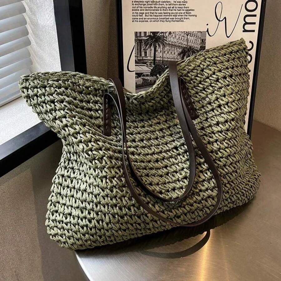 2025 Summer Luxury Designer Women's Bag Hot  Fashion Women's Woven Grass Shoulder Bag Large Capacity Leisure Shoulder Bag