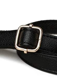 1 pieza Bolso bandolera de mujer de unicolor, con decoración de letras de metal, correa para el hombro desmontable, patrón floral vintage elegante, costuras reforzadas, solapa con cierre magnético, adecuado para compras, monedero, cosméticos, ir al trabajo