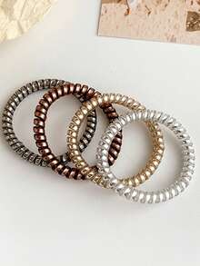 12 件螺旋发圈，细而粗尺寸，简约设计，高弹性，无损伤，适合马尾辫和发髻发型，马尾辫夹，发圈，发绳 - 彩色 - 查看 4