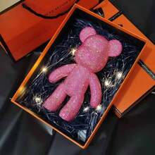 1 件 23 厘米 DIY 自粘钻石熊雕像水钻泰迪熊闪光贴花小雕像玩具装饰礼物情人节礼物