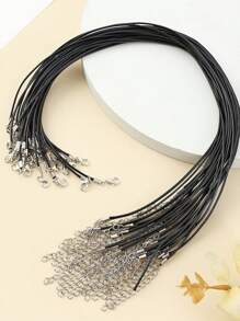 10pcs Wax Cord Leather Rope Necklace, DIY Craft Jewelry Pendant Necklace Choker Chain With Lobster Clasp, Suitable For Women Daily Wear