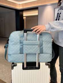 New Simple Luggage Bag, Fashionable And Versatile, Casual Sports And Fitness Bag, Short-Distance Travel, Sports, Large Capacity, Waterproof, Versatile And Exquisite Bag, College Student, Maternity Bag, Travel Bag With Independent Shoe Compartment, Can Be Set With A Trolley, Holiday Gift, Lightweight And Foldable,Men And Women Unisex Tote Bag Duffle Bag Cruise Essentials Storage,Back-To-School Supplies, Travel Essentials - Black and White - View 5