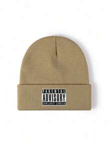 1 chiếc mũ len đan thêu chữ "ADVISORY", mũ len trượt tuyết Hip Hop ấm áp co giãn cho mùa thu/đông, trang phục thu thời trang Y2K - mũ dệt kim - Xem 9