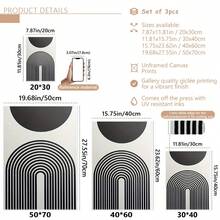 Bộ 3 bức tranh vải canvas không khung và áp phích, nghệ thuật hình học trừu tượng hiện đại theo phong cách Bohemian, trang trí nhà cửa, tranh tường, trang trí phòng, bản in có độ phân giải cao, quà tặng ngày lễ, phòng khách, phòng ngủ, phòng ăn, nghệ thuật trang trí tường văn phòng, áp phích, nghệ thuật treo tường, đồ trang trí phòng, mùa thu, hiện đại (khung tùy chọn) - màu đen - Xem 8