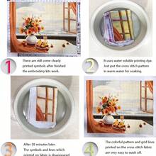 11CT Cross Stitch Kit - Sunflower Bird & Books, Beginner DIY Embroidery Set With Printed Patterns (Autumn House, Cycling Cat), Includes Embroidery Frame, Threads, Instructions, Home Decor, Therapeutic Gift