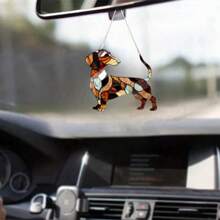 2D retro farbige Dackel Fenster Deko Anhänger aus Acryl, Deko Anhänger für Feiertage und Partys, Auto Innenraum Deko, verschiedene Tier Anhänger zur Auswahl, geeignet für Hunde- und Tierliebhaber