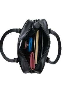 休闲百搭学院风日常简约拉链大容量女士手提包 - 黑色 - 查看 6